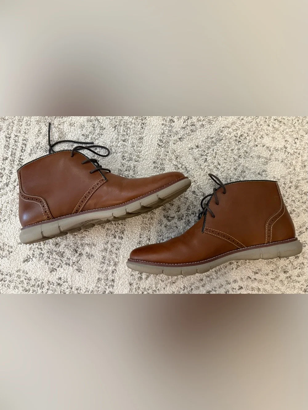 Johnston & Murphy Memory Foam Sheepskin Ankle Boots Brown Sz 8.5